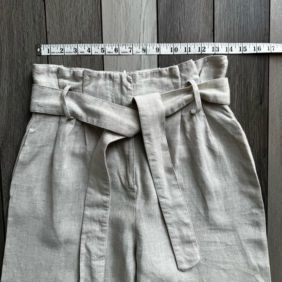 Zara Women’s Linen High-Waisted Cream Wide-Leg Pants With Belt | Size: Small - Picture 2 of 7